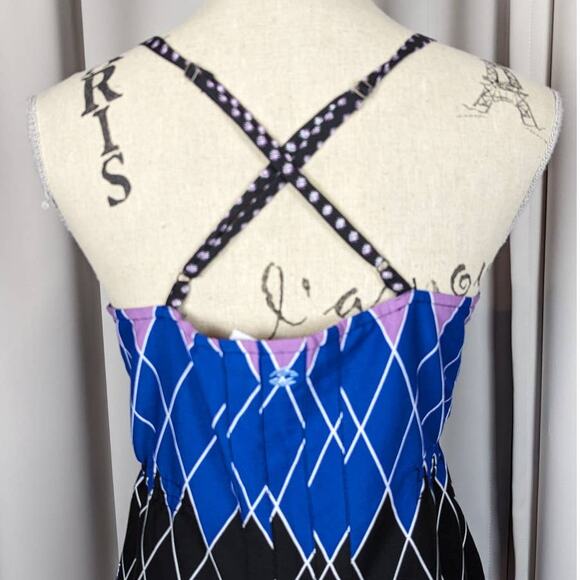 Billabong Spaghetti Strap Geometric Print Dress Black Blue Purple Large - Picture 14 of 15